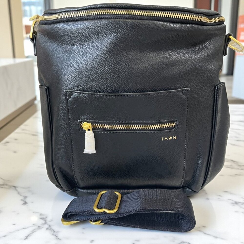Fawn Design Mini Backpack Black Faux Leather Convertible Crossbody Purse NWT‎